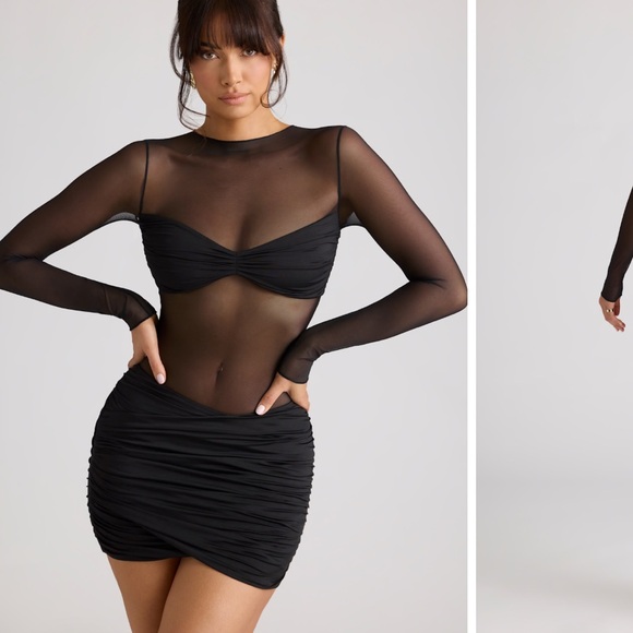 Oh Polly Dresses & Skirts - Chic Black Mesh Mini Dress